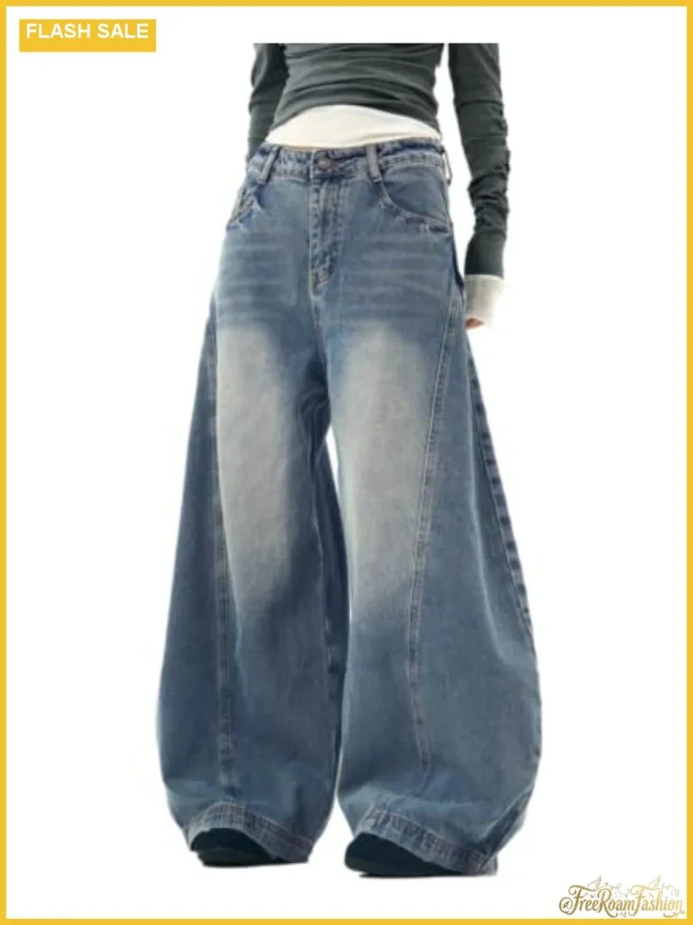 Baggy Barrel Leg Low Rise Wide Leg Jeans Women 70% Cotton Denim Pants